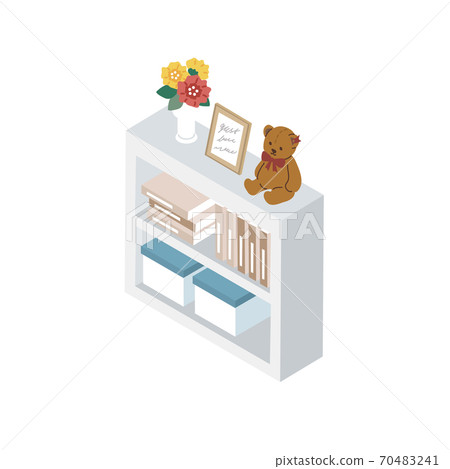 Interior shelves isometric illustrations 70483241