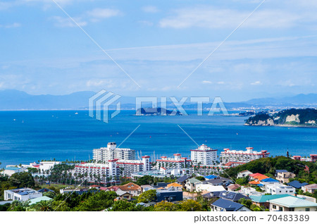 Enoshima seen from Hiroyama Park in Zushi, Kanagawa Prefecture 70483389