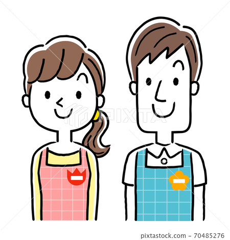 Illustration material: Young nursery teacher men and women, smile Illustration material: Young nursery teacher men and women, smile 70485276