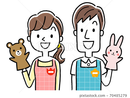 Illustration material: Young nursery teacher men and women, smile 70485279