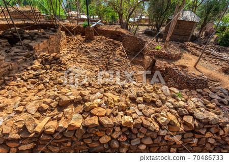 Ruins of the Grat Beal Gebri temple of Yeha, Ethiopia, Africa 70486733