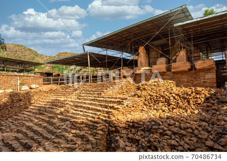 Ruins of the Grat Beal Gebri temple of Yeha, Ethiopia, Africa 70486734