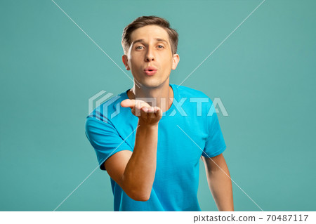 blowing kiss sending love romantic emotion blowing kiss sending love romantic emotion 70487117