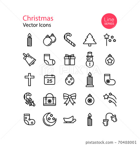 Christmas line icons set. Vector on isolated white background. Eps 10. Christmas line icons set. Vector on isolated white background. Eps 10. 70488001