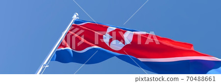 3D rendering of the national flag of North Korea waving in the wind 70488661