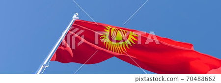 3D rendering of the national flag of Kyrgyzstan waving in the wind 70488662