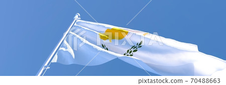 3D rendering of the national flag of Cyprus waving in the wind 3D rendering of the national flag of Cyprus waving in the wind 70488663