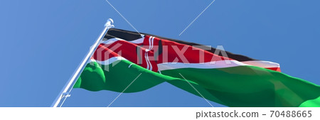 3D rendering of the national flag of Kenya waving in the wind 3D rendering of the national flag of Kenya waving in the wind 70488665