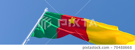 3D rendering of the national flag of Cameroon waving in the wind 3D rendering of the national flag of Cameroon waving in the wind 70488668