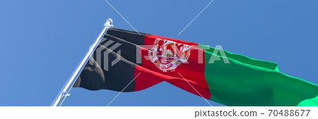 3D rendering of the national flag of Afghanistan waving in the wind 3D rendering of the national flag of Afghanistan waving in the wind 70488677