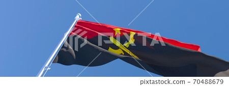 3D rendering of the national flag of Angola waving in the wind 3D rendering of the national flag of Angola waving in the wind 70488679