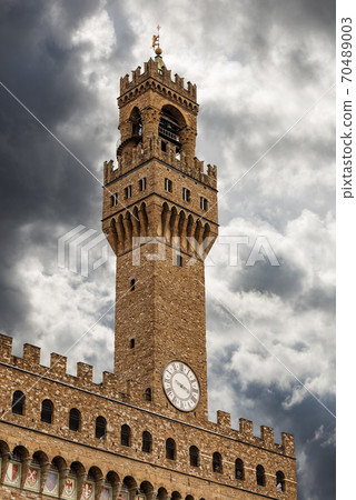 Clock Tower of Palazzo Vecchio - Florence Tuscany Italy Clock Tower of Palazzo Vecchio - Florence Tuscany Italy 70489003