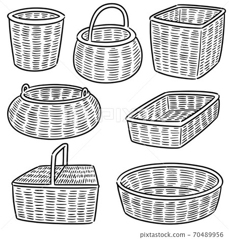 vector set of wicker baskets - Stock Illustration [70489956] - PIXTA