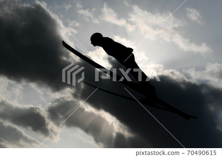 Ski jump silhouette 70490615