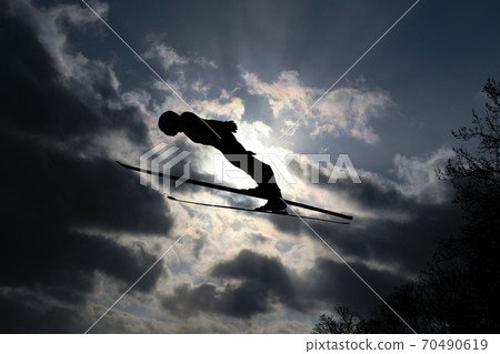 Ski jump silhouette 70490619