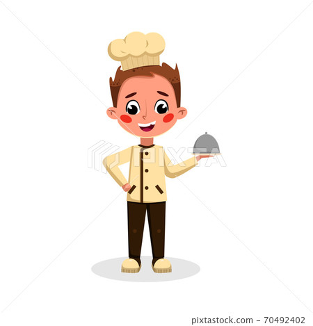 Boy Professional Chef Character Holding Restaurant Cloche, Cute Kid in Uniform and Hat Cooking Tasty Dish Cartoon Style Vector Illustration Boy Professional Chef Character Holding Restaurant Cloche, Cute Kid in Uniform and Hat Cooking Tasty Dish Cartoon Style Vector Illustration 70492402
