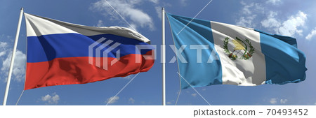 National flags of Russia and Guatemala, 3d rendering 70493452