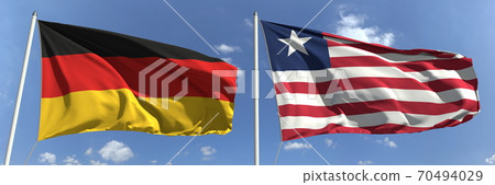 National flags of Germany and Liberia, 3d rendering 70494029