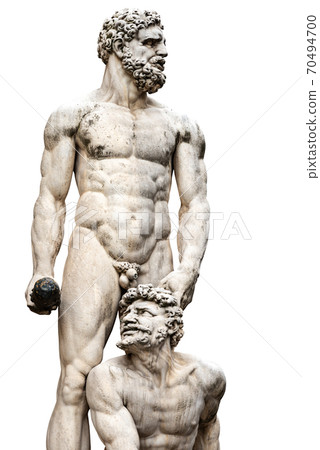 Statue of Hercules and Cacus isolated on white background - Florence Italy 70494700