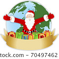 Santa Claus with christmas gifts on background of the Earth 70497462
