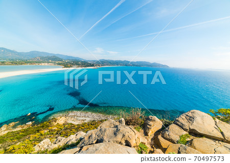 Blue sea in Villasimius shore 70497573