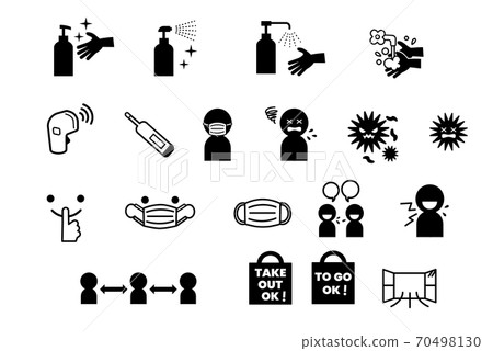 New coronavirus infection countermeasure icon set for shops 70498130