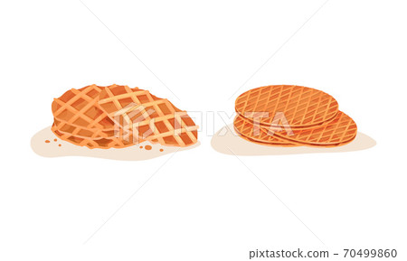 Waffle and Wafer with Textured Surface and Filling Vector Set 70499860