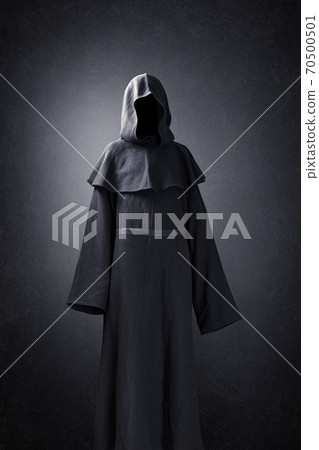 Scary figure in hooded cloak Scary figure in hooded cloak 70500501