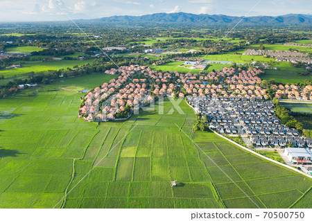 Aerial view of housing subdivision or housing development. Aerial view of housing subdivision or housing development. 70500750