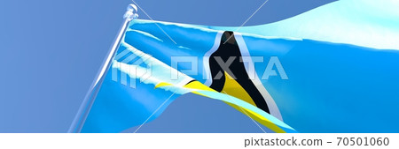 3D rendering of the national flag of Saint Lucia waving in the wind 70501060