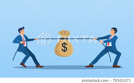 Two Businessmen Pulling Opposite Ends of Rope, 70501071