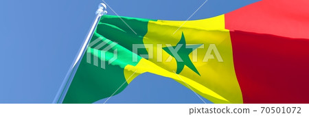 3D rendering of the national flag of Senegal waving in the wind 3D rendering of the national flag of Senegal waving in the wind 70501072