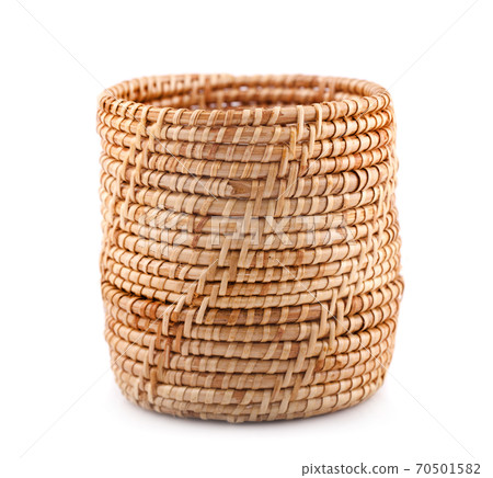 vintage weave wicker basket isolated on white background 70501582