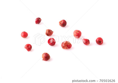 dried pink peppers isolated on white dried pink peppers isolated on white 70501626