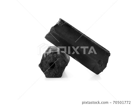 Natural wood charcoal, traditional charcoal or hard wood charcoal isolated on white background 70501772