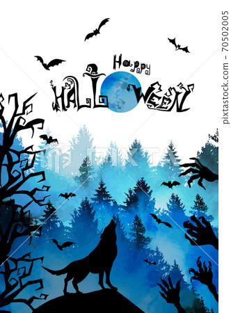 The wolf is howling at the moon. Happy Halloween. Vector illustration 70502005