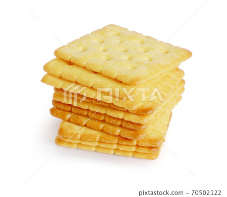 stack of square crackers isolated on white background. Dry cracker cookies isolated stack of square crackers isolated on white background. Dry cracker cookies isolated 70502122