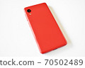 紅色智能手機背景白色 70502489