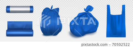 Trash bag mockup, plastic roll, sack with garbage. 70502522