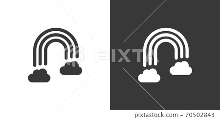 Rainbow and clouds. Isolated icon on black and white background. Weather vector illustration 70502843