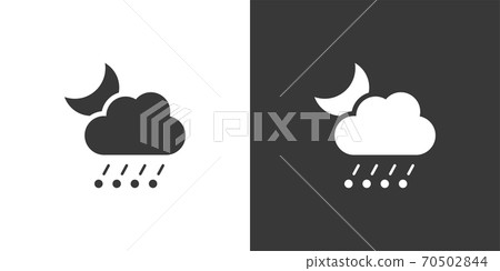 Rain and hail, cloud and moon. Isolated icon on black and white background. Weather vector illustration Rain and hail, cloud and moon. Isolated icon on black and white background. Weather vector illustration 70502844