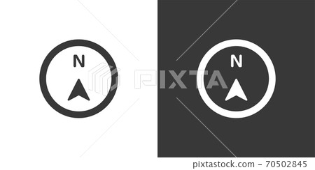 North direction compass. Isolated icon on black and white background. Weather vector illustration North direction compass. Isolated icon on black and white background. Weather vector illustration 70502845
