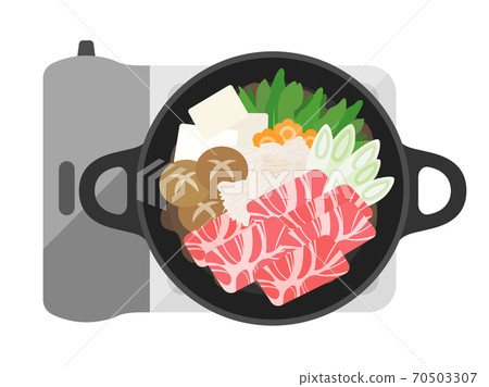 Illustration of sukiyaki hot pot cooking 70503307