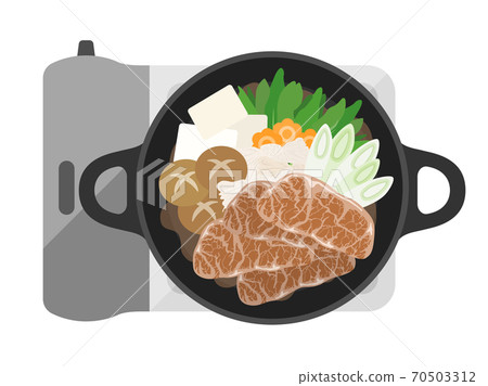 Illustration of sukiyaki hot pot cooking 70503312