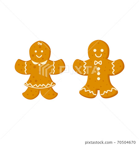 Gingerbread man and woman traditional Christmas cookie 70504670