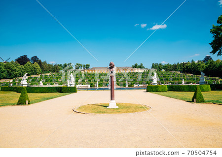 Schloss Sanssouci summer palace and garden at Sanssouci park in Potsdam, Germany 70504754