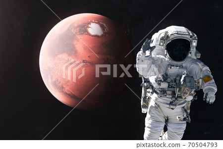 Astronaut on the background of Mars. Solar... - Stock Illustration ...