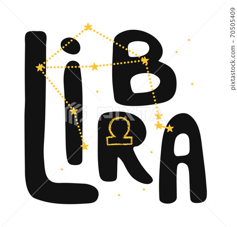 Libra vector zodiac sign. Hand lettering horoscope 70505409