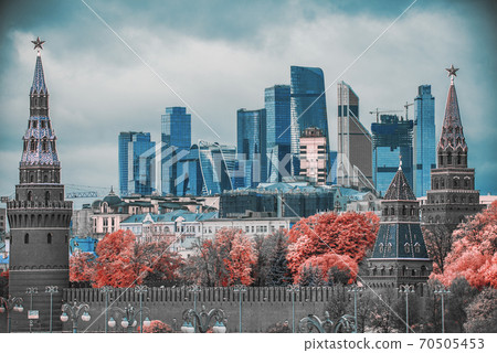 Infrared photo. Moscow city on the background of the Kremlin. Infrared photo. Moscow city on the background of the Kremlin. 70505453