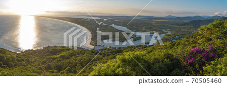 river in the jungle flows into the ocean. 70505460